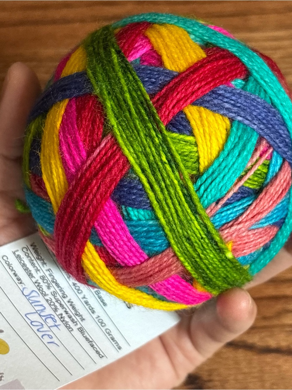 Hand-Dyed Multicolor Yarn Ball - Sunset Lover Tia’s Terrific Threads Fingering